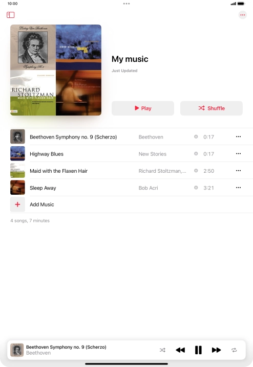 Press the song title. Press the song title.