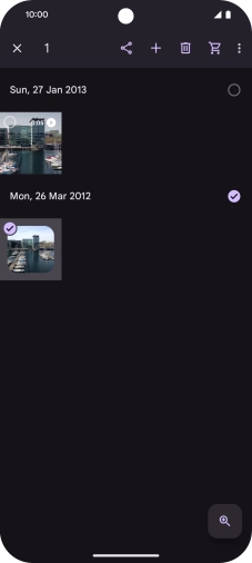 Press the required pictures or videos to select them. Press the required pictures or videos to select them.
