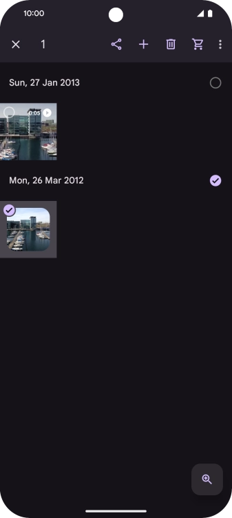 Press the required pictures or videos to select them. Press the required pictures or videos to select them.