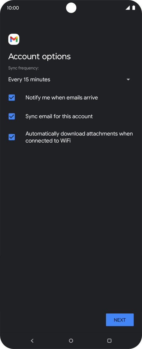 If this screen is displayed, you email account has been recognised and set up automatically. Follow the instructions on the screen to key in more information and finish setting up your phone. If this screen is displayed, you email account has been recognised and set up automatically. Follow the instructions on the screen to key in more information and finish setting up your phone.