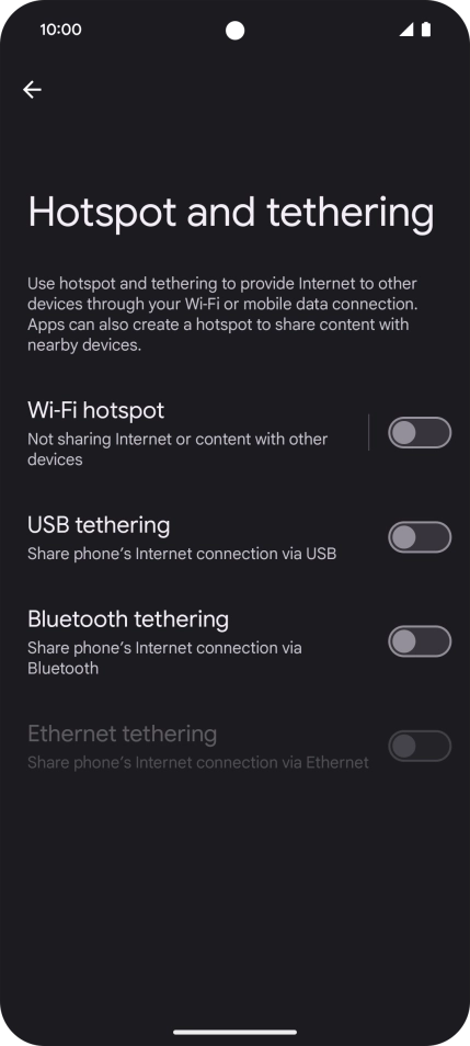 Press Wi-Fi hotspot. Press Wi-Fi hotspot.