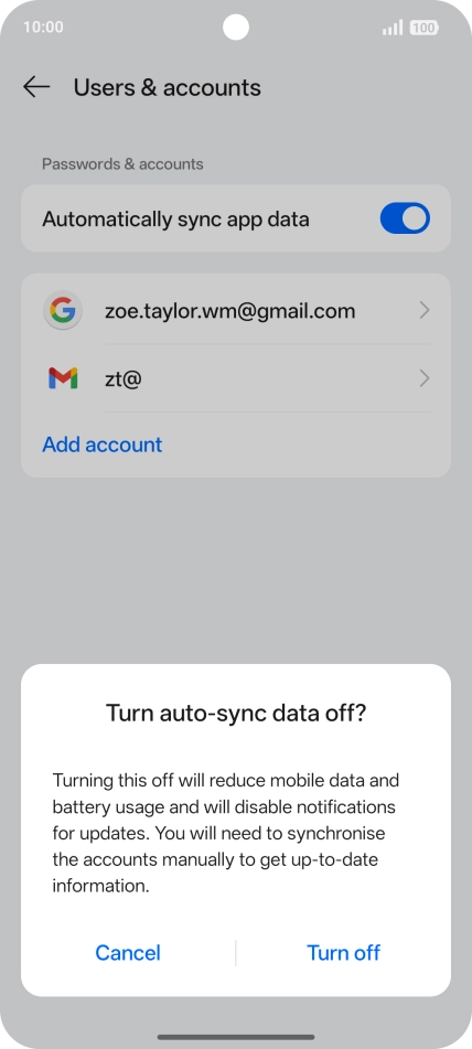 Press Turn off. Press Turn off.