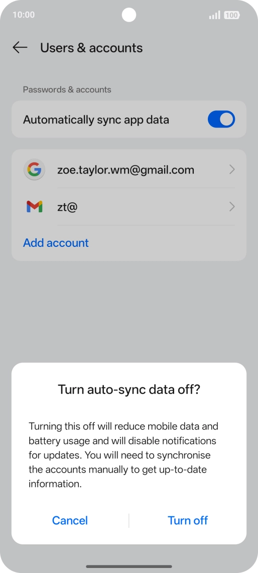 Press Turn off. Press Turn off.