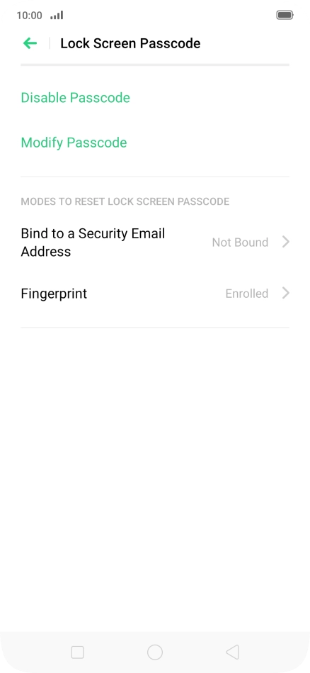 Press Disable Passcode and key in the current phone lock code. Press Disable Passcode and key in the current phone lock code.