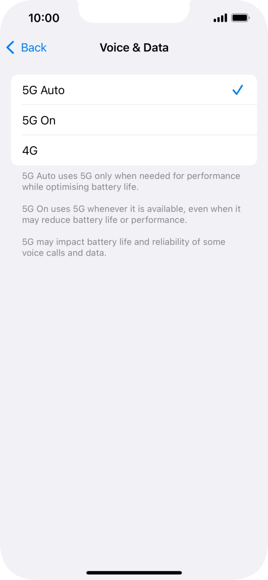 To turn on automatic switch between 5G and 4G, press 5G Auto. To turn on automatic switch between 5G and 4G, press 5G Auto.