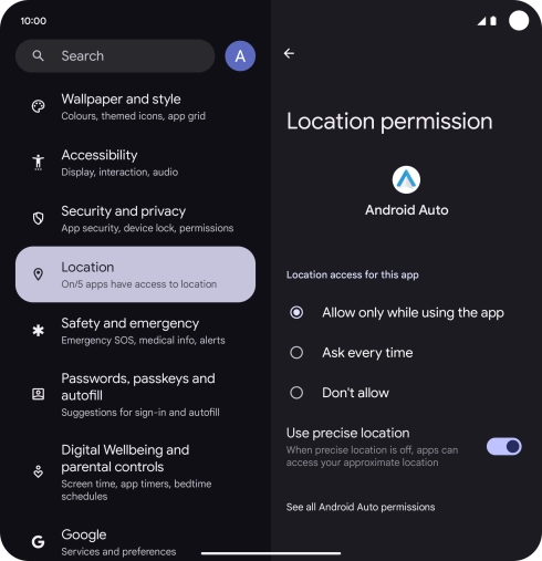 Press the required setting. Press the required setting.