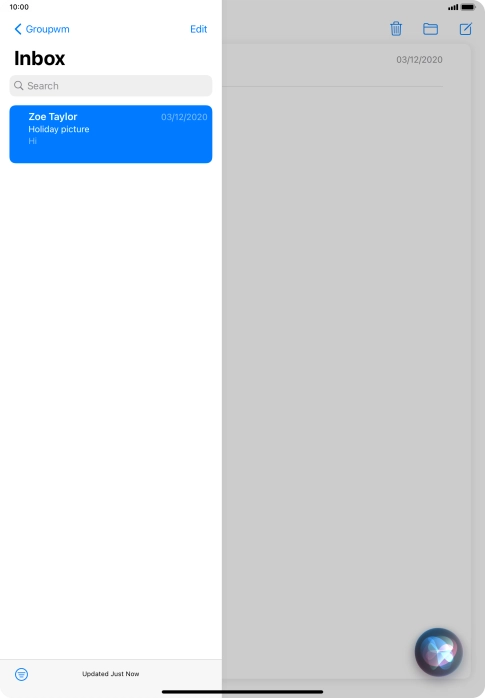 Press the new email icon. Press the new email icon.