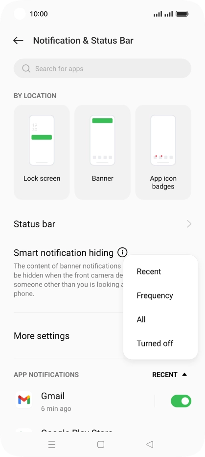 Press the required setting. Press the required setting.