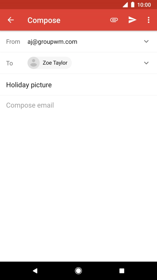 Press the text input field and write the text for your email message. Press the text input field and write the text for your email message.