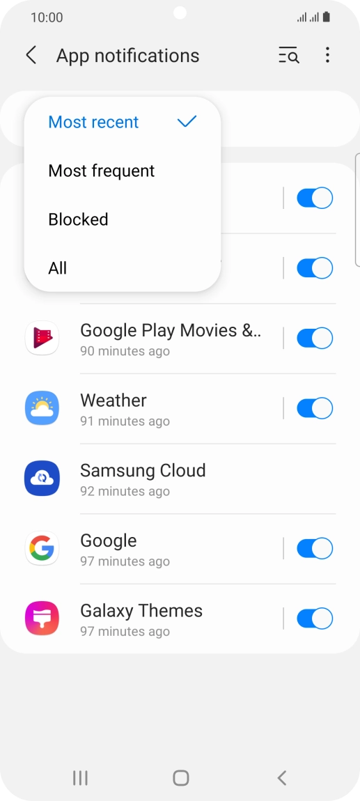 Press the required setting. Press the required setting.