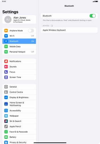 Press the required Bluetooth device and follow the instructions on the screen to pair the device with your tablet. Press the required Bluetooth device and follow the instructions on the screen to pair the device with your tablet.