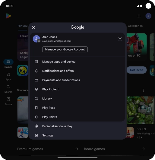 Press Manage apps and device. Press Manage apps and device.