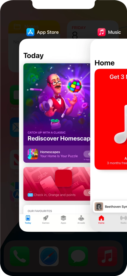 Slide upwards on the required application to end it. Slide upwards on the required application to end it.