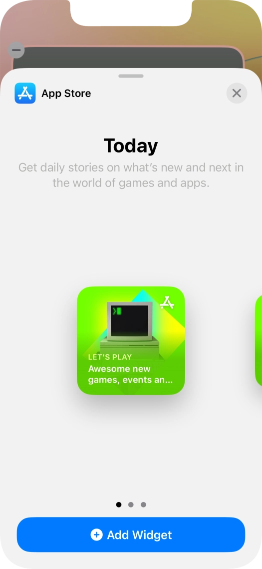 Slide your finger right or left on the screen to select the required widget size. Slide your finger right or left on the screen to select the required widget size.