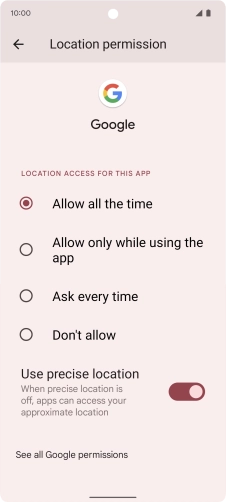 Press the required setting. Press the required setting.