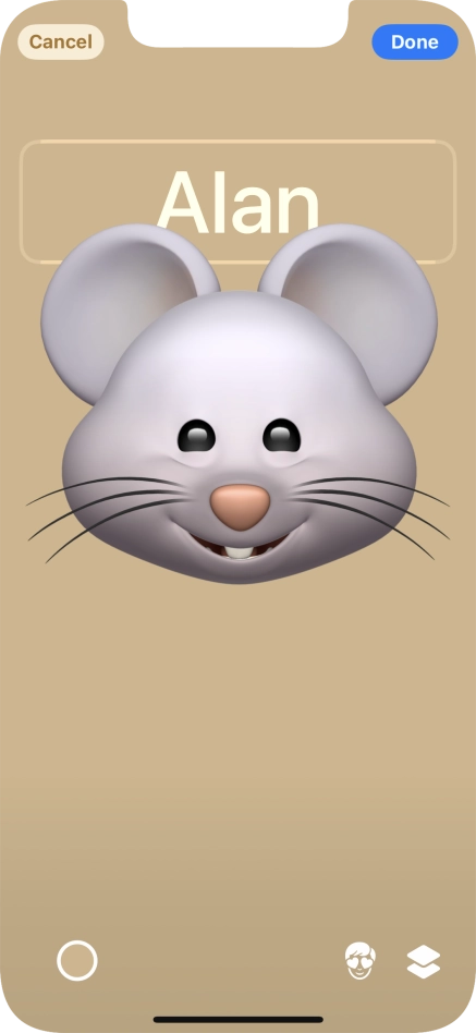 Press the name field and follow the instructions on the screen to select the required font and colour for your name on the Contact Poster. Press the name field and follow the instructions on the screen to select the required font and colour for your name on the Contact Poster.