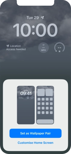 To use the same colour theme on the home screen, press Set as Wallpaper Pair. To use the same colour theme on the home screen, press Set as Wallpaper Pair.