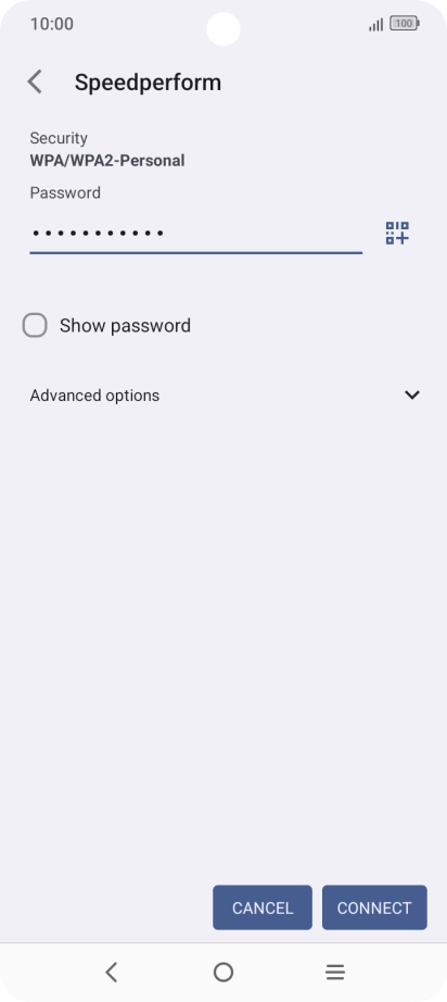 Key in the password for the Wi-Fi network and press CONNECT. Key in the password for the Wi-Fi network and press CONNECT.