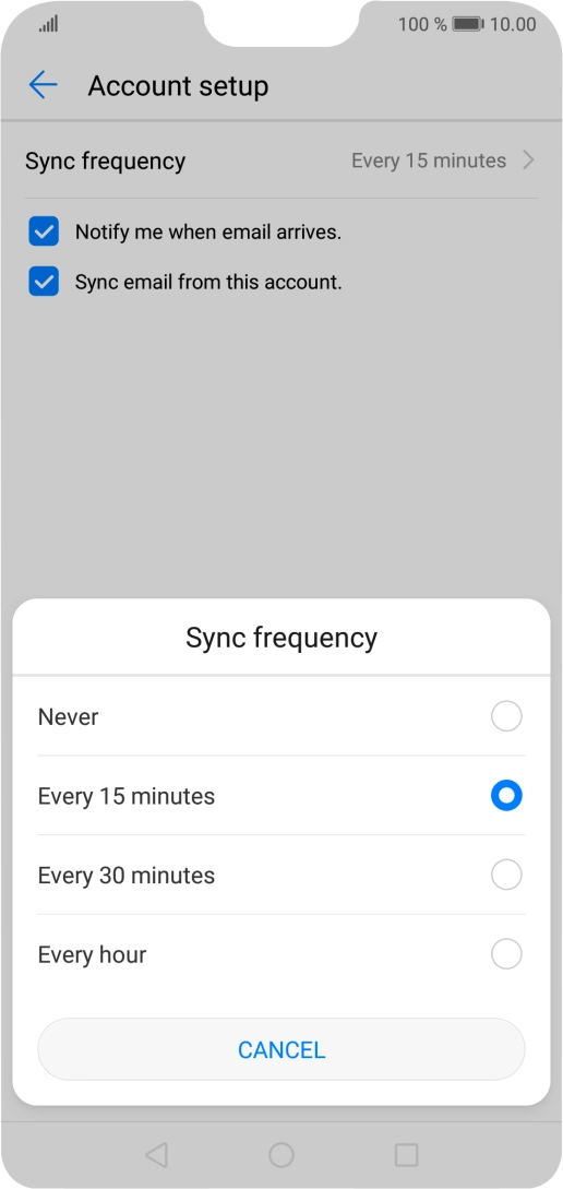 Press the required setting. Press the required setting.