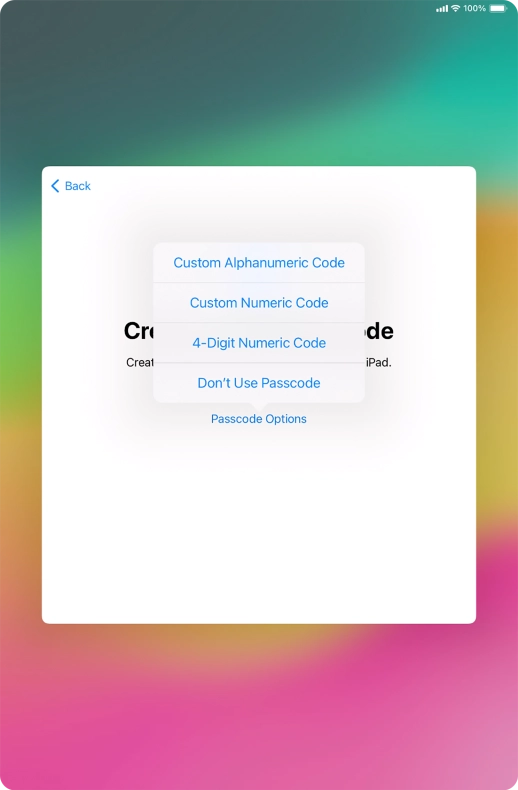 Follow the instructions on the screen to turn on use of lock code or press Don't Use Passcode. Follow the instructions on the screen to turn on use of lock code or press Don't Use Passcode.