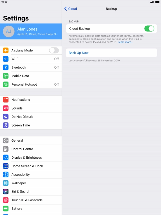 Press Back Up Now and wait while the tablet memory is backed up. Press Back Up Now and wait while the tablet memory is backed up.