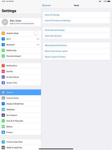 Press Reset All Settings. Press Reset All Settings.