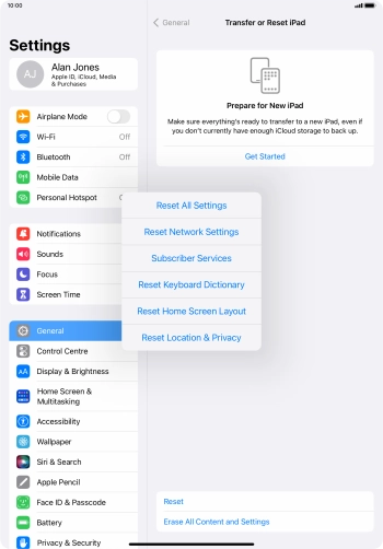 Press Reset All Settings. Press Reset All Settings.