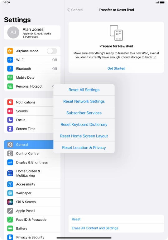 Press Reset All Settings. Press Reset All Settings.