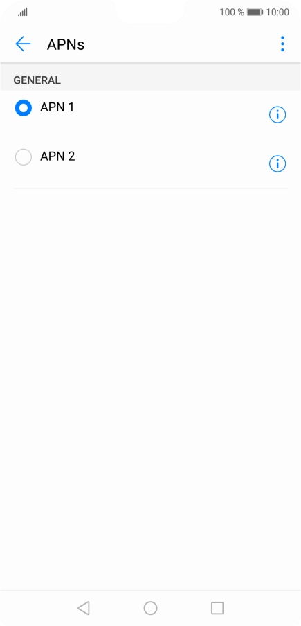 Press the field next to the required data connection to activate it. Press the field next to the required data connection to activate it.