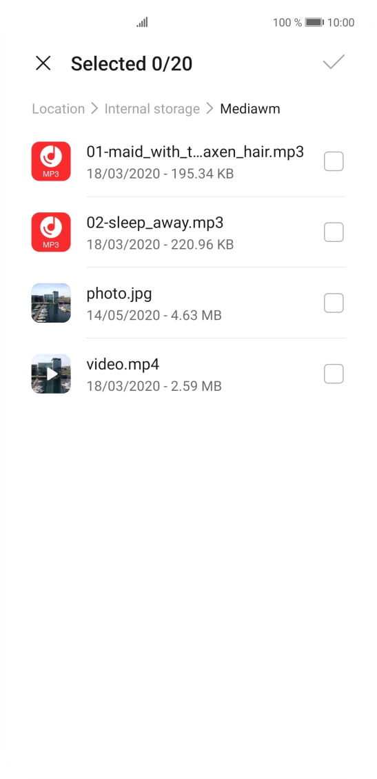 Press the required file. Press the required file.