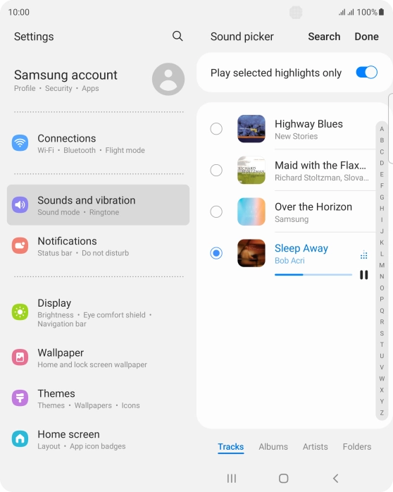 Once you've found a ring tone you like, press Done. Once you've found a ring tone you like, press Done.