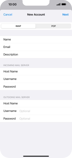 Press Username and key in the username for your email account. Press Username and key in the username for your email account.