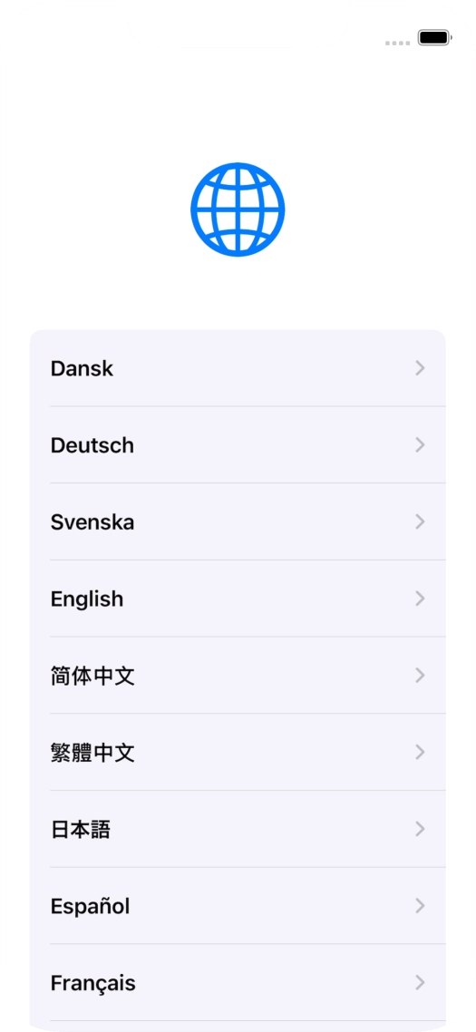 Press the required language. Press the required language.