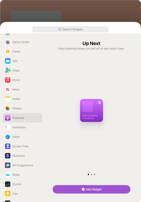 Slide your finger right or left on the screen to select the required widget size. Slide your finger right or left on the screen to select the required widget size.
