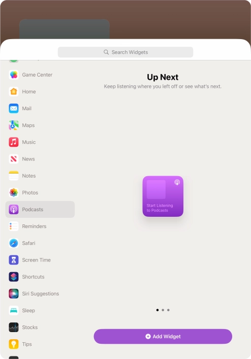 Slide your finger right or left on the screen to select the required widget size. Slide your finger right or left on the screen to select the required widget size.