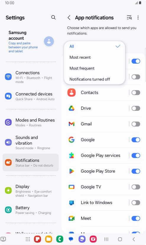 Press the required setting. Press the required setting.