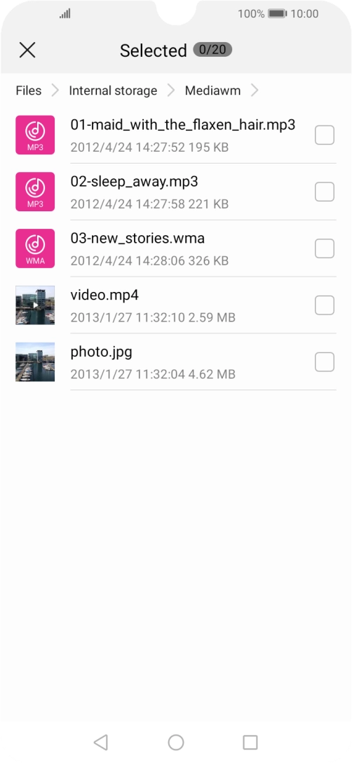 Press the required file. Press the required file.
