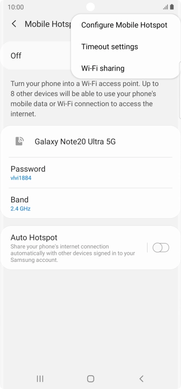 Press Configure Mobile Hotspot. Press Configure Mobile Hotspot.