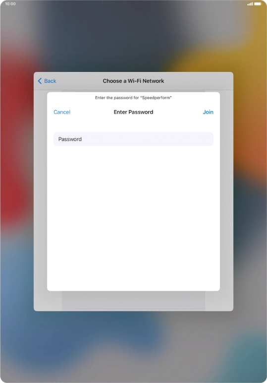 Key in the password for the Wi-Fi network and press Join. Key in the password for the Wi-Fi network and press Join.