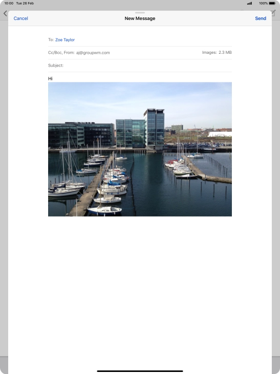 Press Send when you've finished your email. Press Send when you've finished your email.