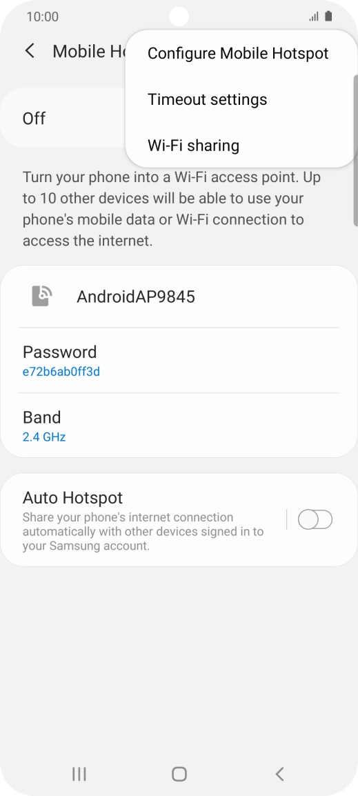 Press Configure Mobile Hotspot. Press Configure Mobile Hotspot.