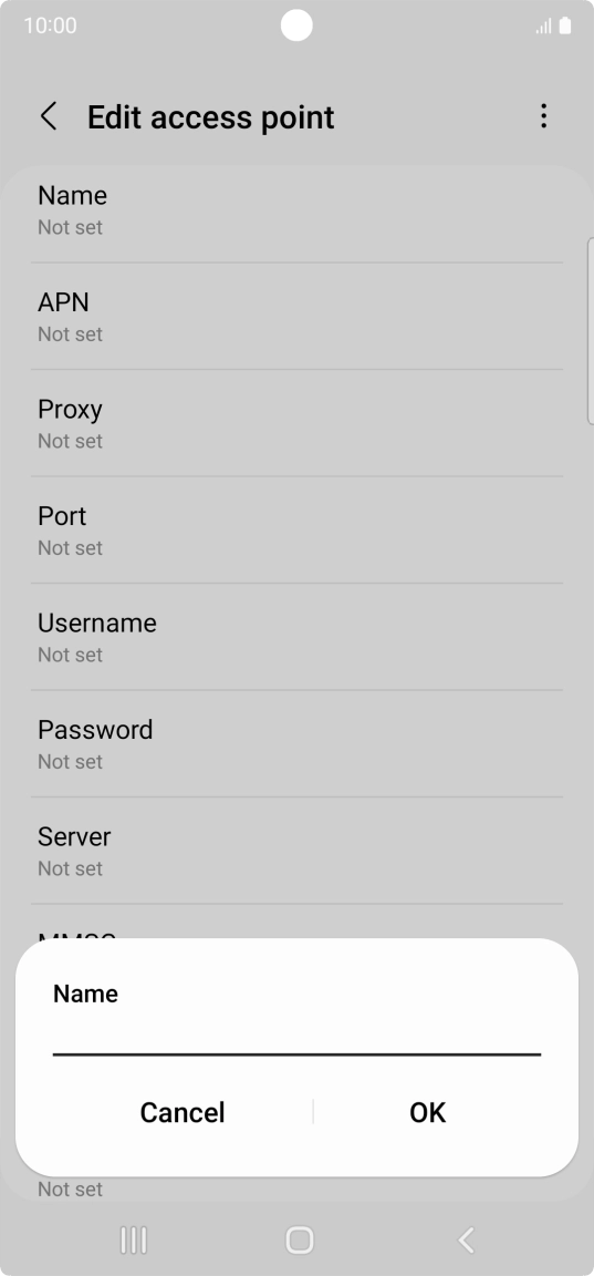 Key in EE Internet and press OK. Key in EE Internet and press OK.