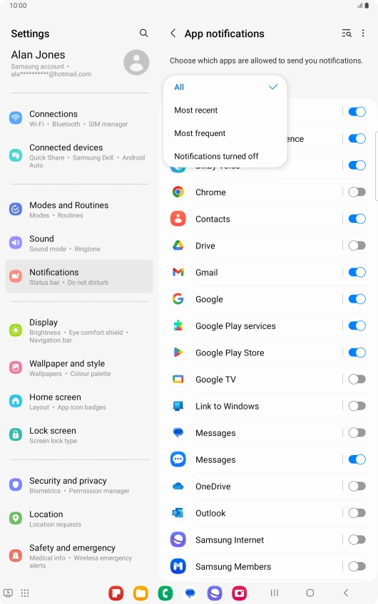 Press the required setting. Press the required setting.