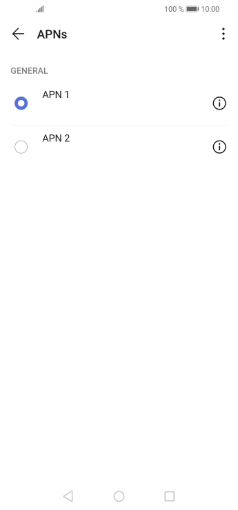 Press the field next to the required data connection to activate it. Press the field next to the required data connection to activate it.