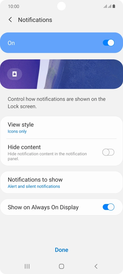 Press the required settings to turn them on or off. Press the required settings to turn them on or off.