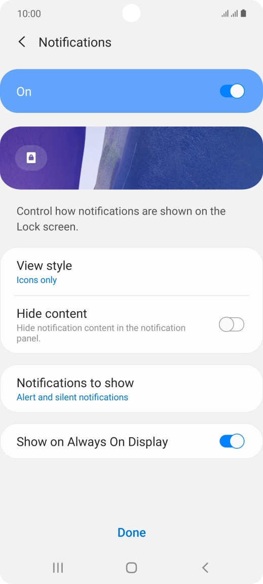 Press the required settings to turn them on or off. Press the required settings to turn them on or off.