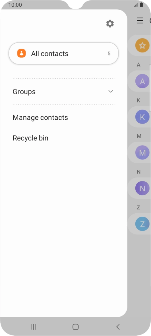 Press Manage contacts. Press Manage contacts.