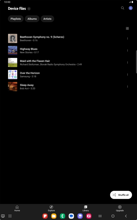 Press the required audio file. Press the required audio file.