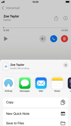 Press the required setting and follow the instructions on the screen to share or save the message. Press the required setting and follow the instructions on the screen to share or save the message.