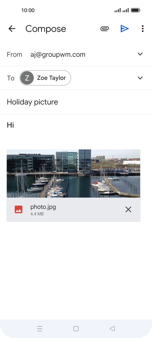 Press the send icon when you've finished your email. Press the send icon when you've finished your email.